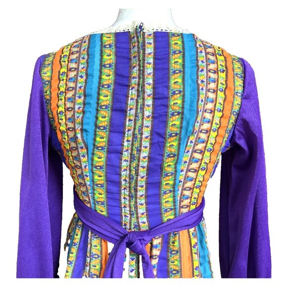 Vintage Handmade OOAK Purple Velveteen 1960S MOD Flower Power Psychedelic Gown - Picture 7 of 12